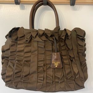 PRADA Tessuto Nylon Ruffle Tote